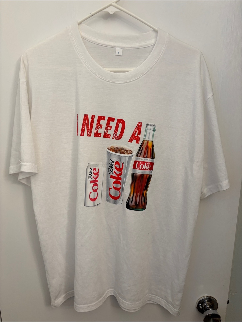 Diet Coke Graphic Tee - 'I NEED A' Print
